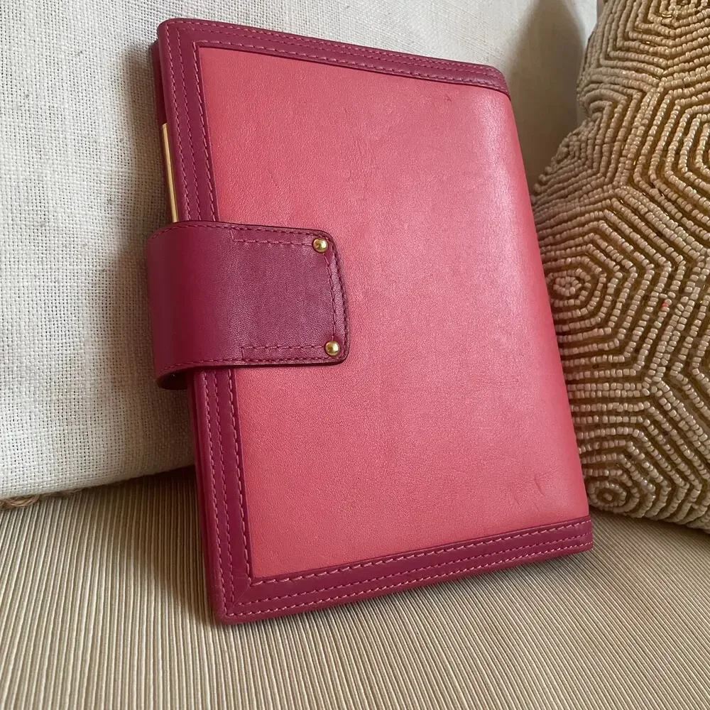Coach Legacy Turnlock Planner Cover Pink Leather Agenda, Pen, Notebook Rare Y2K
